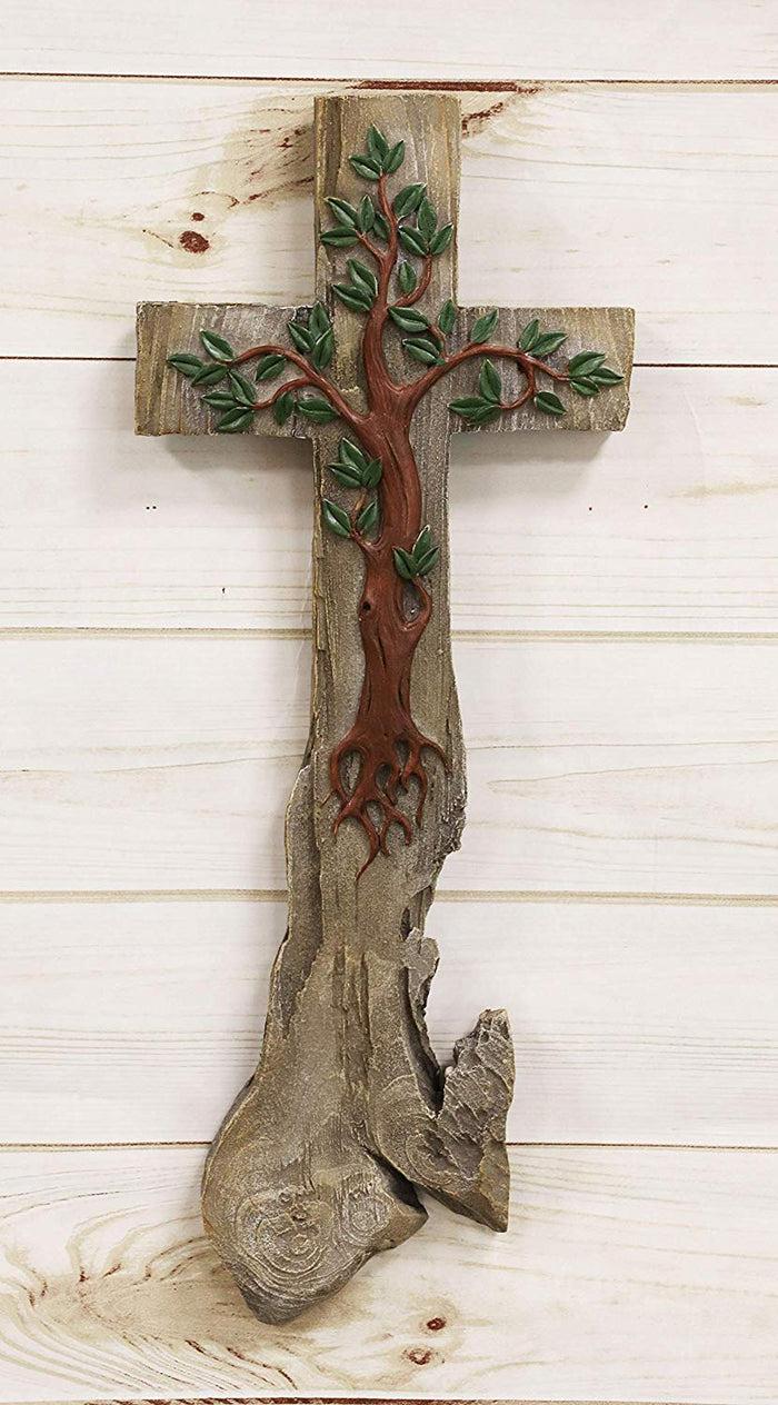 ebros gift Ebros Rustic Celtic Tree of Life Wall Cross Crucifix Decor Hanging Plaque 18"H