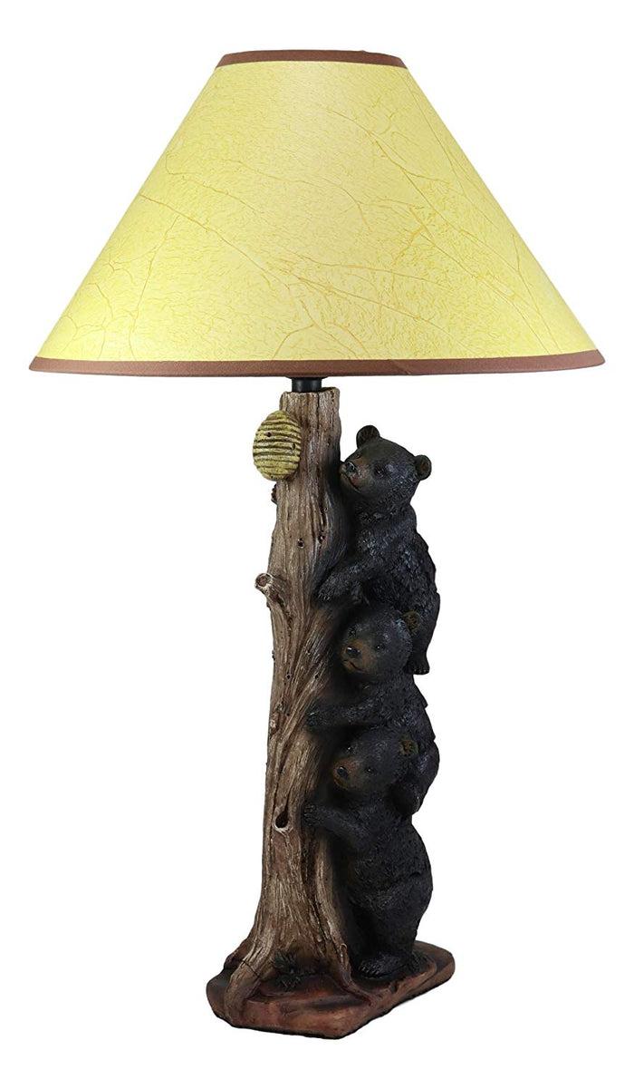 Ebros Gift Ebros Rustic Climbing 3 Stacked Black Bear Cubs Getting Honey Table Lamp W/Shade