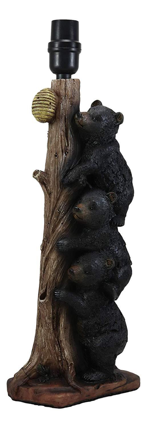 Ebros Gift Ebros Rustic Climbing 3 Stacked Black Bear Cubs Getting Honey Table Lamp W/Shade