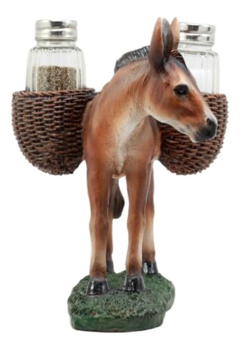 Ebros Gift Ebros Rustic Country Farm Mule Carrying Saddlebags Salt Pepper Shakers Holder