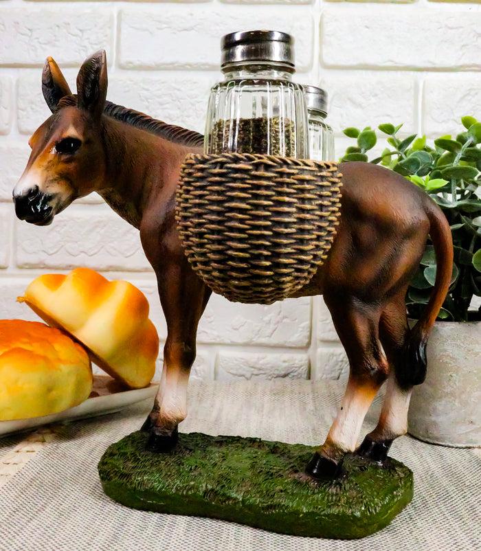 ebros gift Ebros Rustic Country Farm Mule Carrying Saddlebags Salt Pepper Shakers Holder