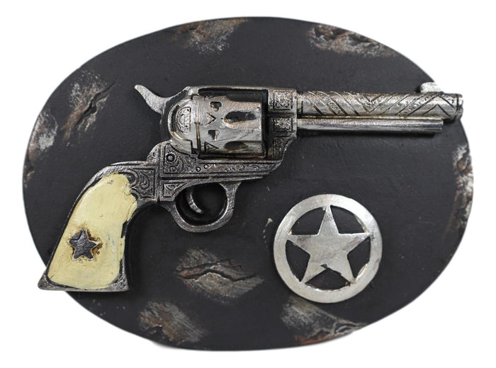 Ebros Gift Ebros Rustic Cowboy Revolver Six Shooter Gun Western Star & Ropes Small Decorative Box