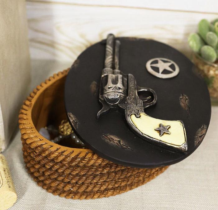 ebros gift Ebros Rustic Cowboy Revolver Six Shooter Gun Western Star & Ropes Small Decorative Box