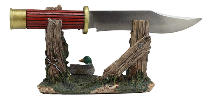 Ebros Gift Ebros Rustic Duck Mallard By Barb Fenced Pond Knife Display Holder Statue Set