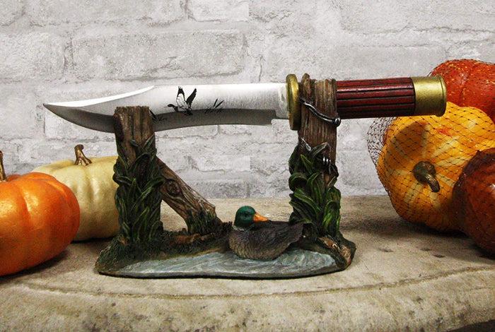 Ebros Gift Ebros Rustic Duck Mallard By Barb Fenced Pond Knife Display Holder Statue Set