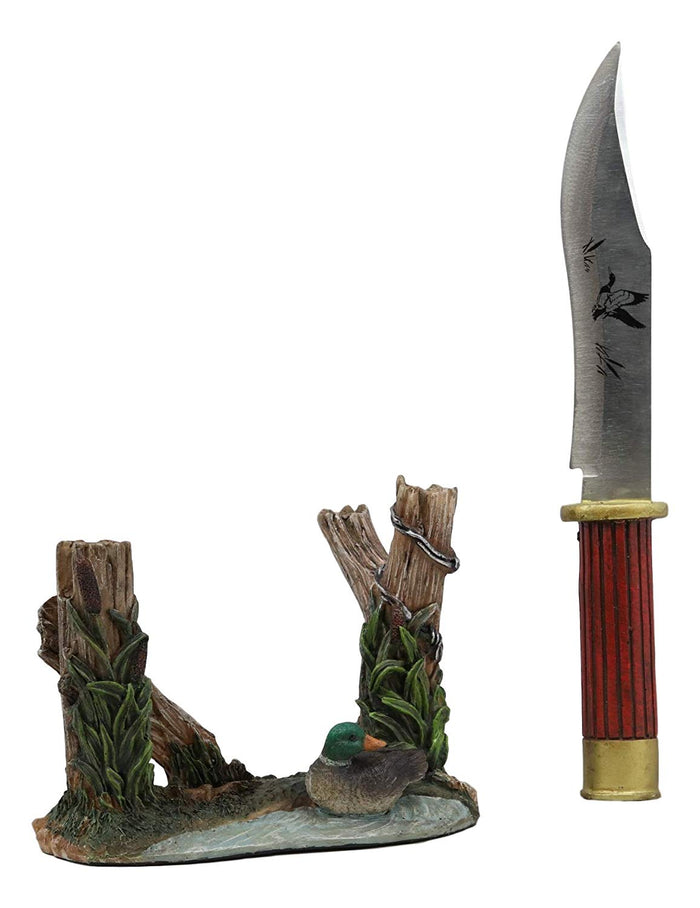 Ebros Gift Ebros Rustic Duck Mallard By Barb Fenced Pond Knife Display Holder Statue Set