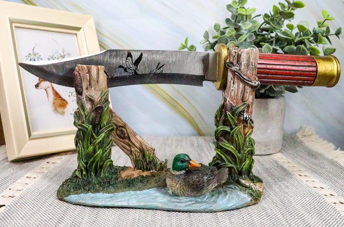 ebros gift Ebros Rustic Duck Mallard By Barb Fenced Pond Knife Display Holder Statue Set