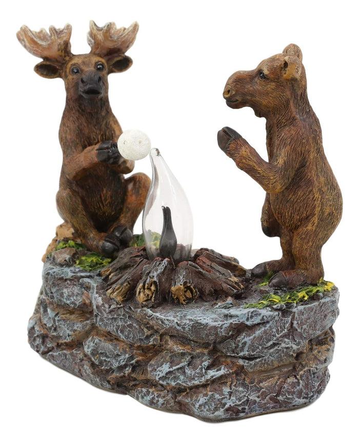 Ebros Gift Ebros Rustic Elk Moose Father & Son Making Smores On Twig By Bonfire Night Light