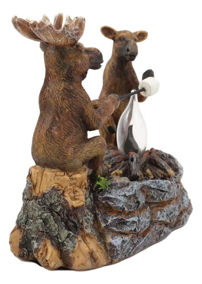 Ebros Gift Ebros Rustic Elk Moose Father & Son Making Smores On Twig By Bonfire Night Light