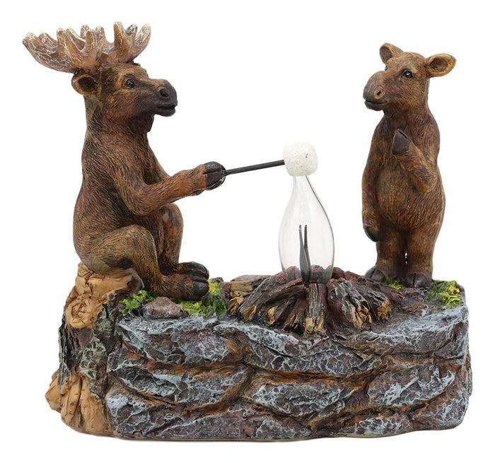 Ebros Gift Ebros Rustic Elk Moose Father & Son Making Smores On Twig By Bonfire Night Light