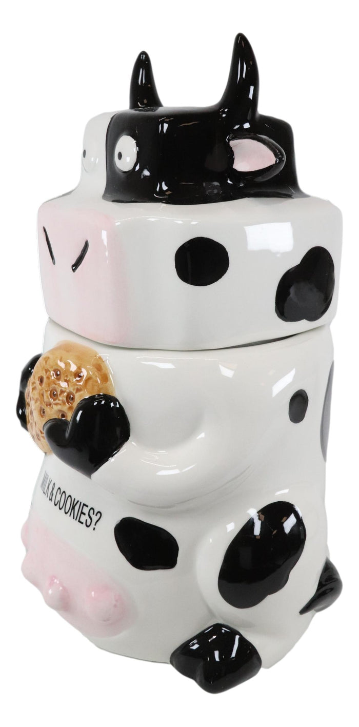 Ebros Gift Ebros Rustic Farmhouse Holstein Moo Cow Ceramic Cookie Jar Milk Cows Decor Figurine
