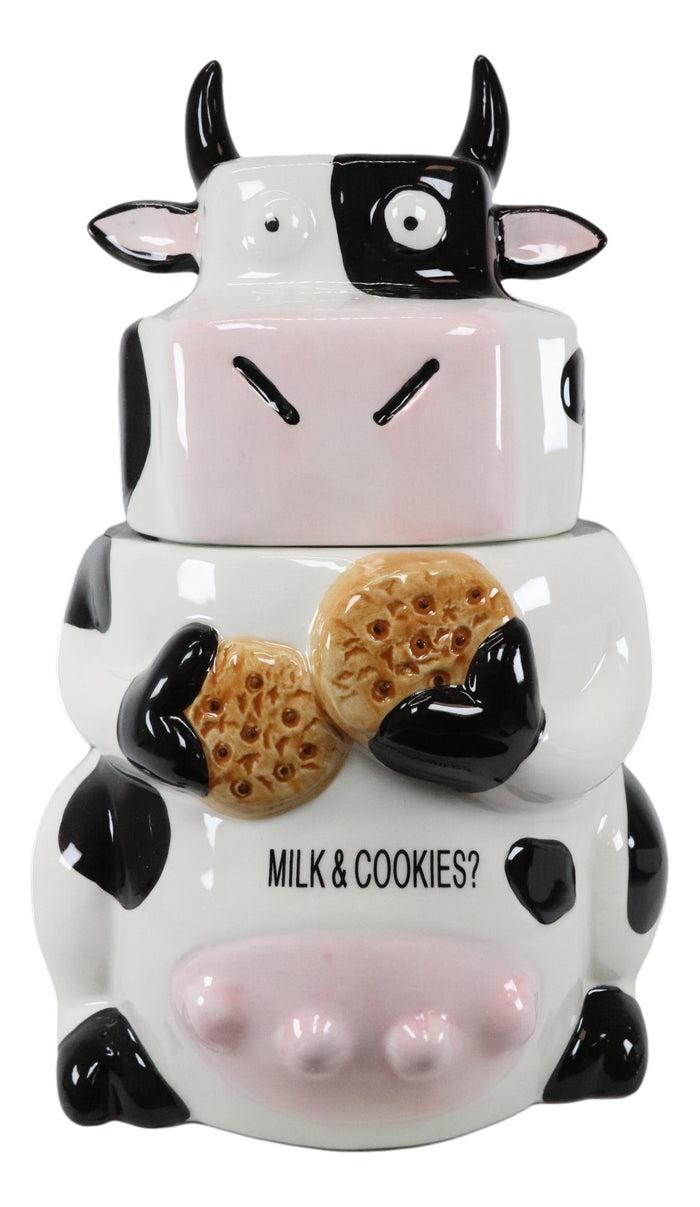 Ebros Gift Ebros Rustic Farmhouse Holstein Moo Cow Ceramic Cookie Jar Milk Cows Decor Figurine