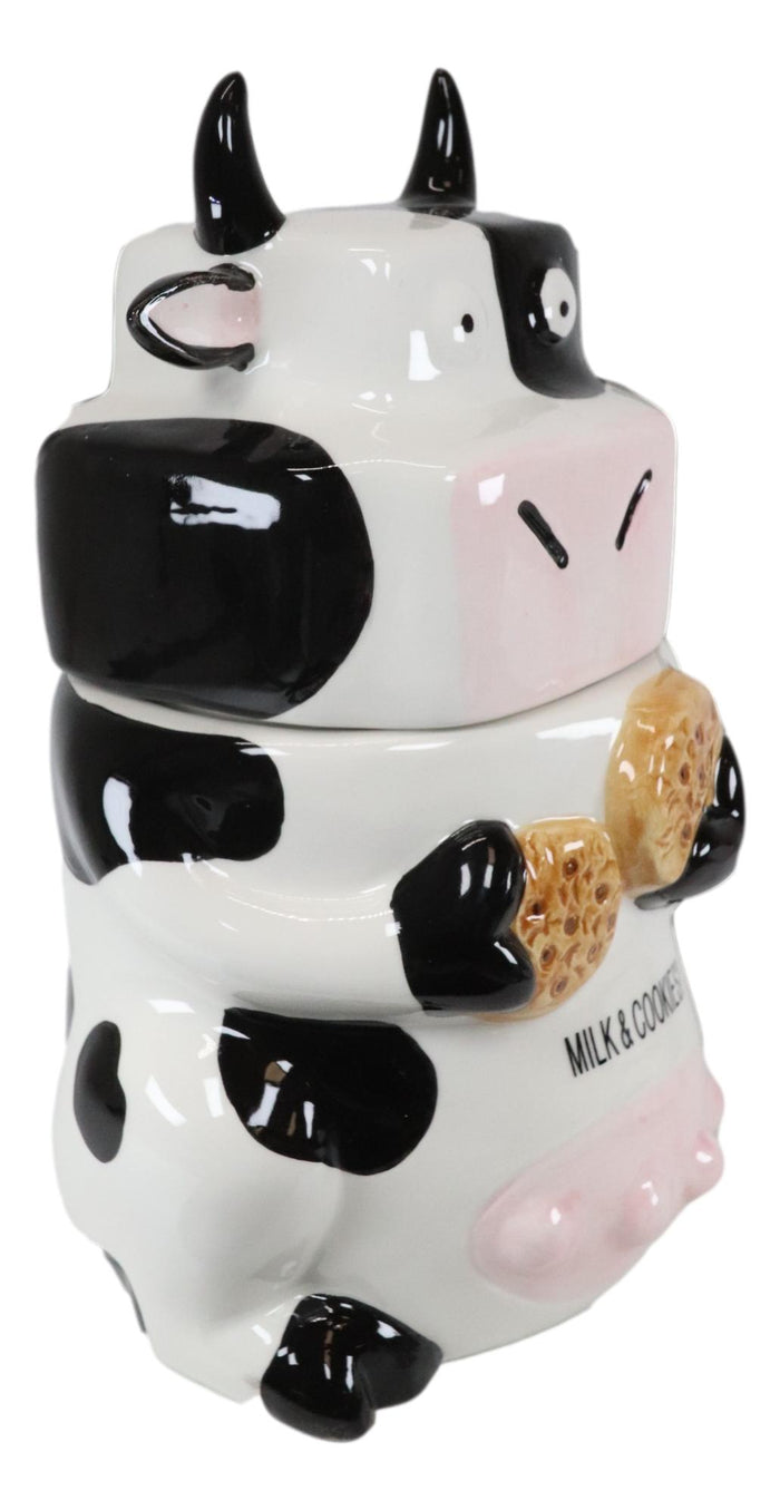 Ebros Gift Ebros Rustic Farmhouse Holstein Moo Cow Ceramic Cookie Jar Milk Cows Decor Figurine