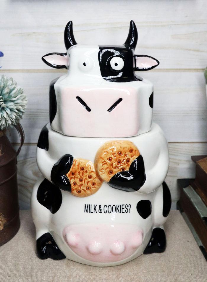 ebros gift Ebros Rustic Farmhouse Holstein Moo Cow Ceramic Cookie Jar Milk Cows Decor Figurine