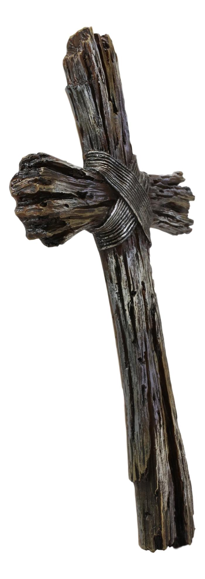 Ebros Gift Ebros Rustic Faux Resin Driftwood Finish Crucifix Rugged Wall Cross Decor 13"H