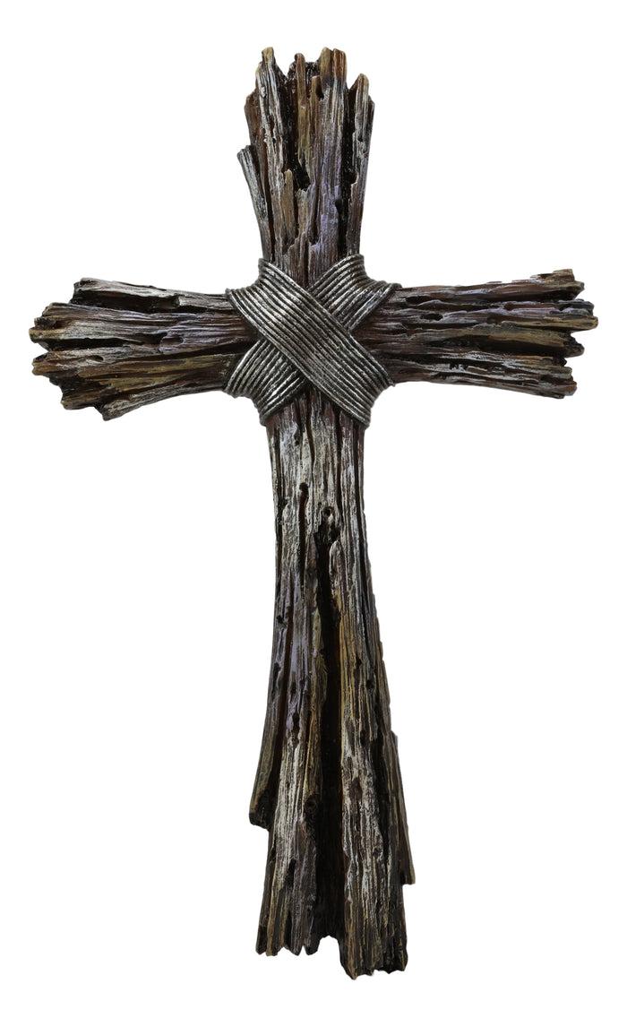Ebros Gift Ebros Rustic Faux Resin Driftwood Finish Crucifix Rugged Wall Cross Decor 13"H