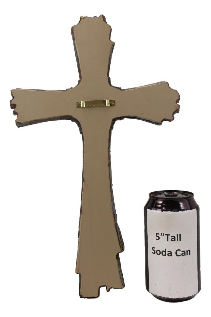 Ebros Gift Ebros Rustic Faux Resin Driftwood Finish Crucifix Rugged Wall Cross Decor 13"H