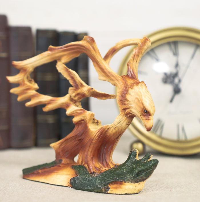 ebros gift Ebros Rustic Faux Wood Bald Eagle Soaring Figurine Wings Of Glory 6.25"L Figurine