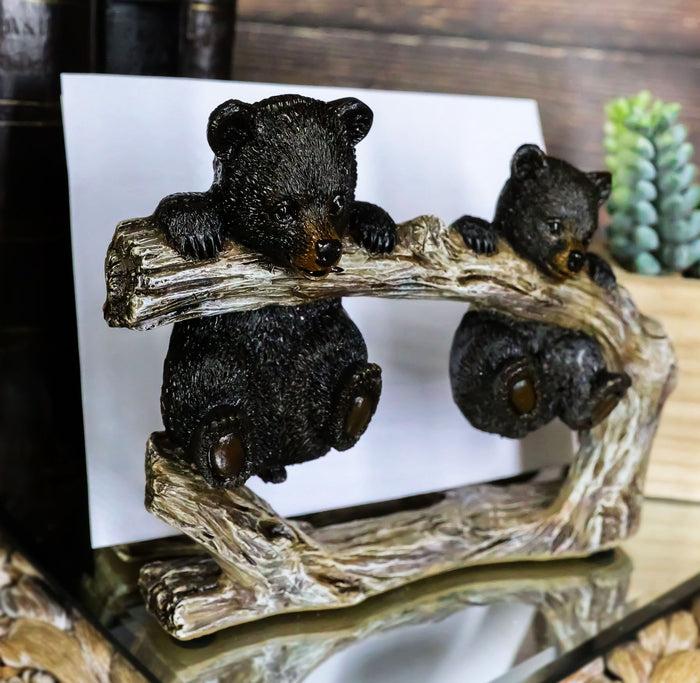 Ebros Gift Ebros Rustic Forest 2 Black Bear Cubs Hanging On Tree Branch Napkin Holder