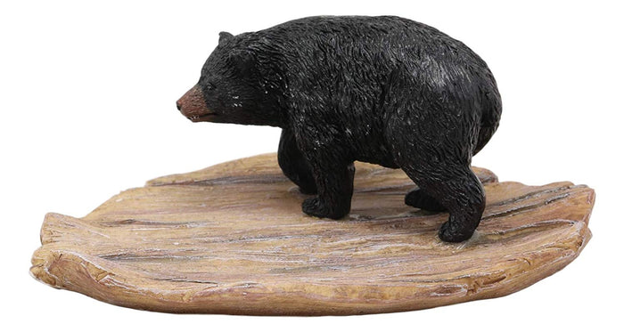 Ebros Gift Ebros Rustic Forest Black Bear On Wood Base Soap Keys Coins Dish Resin Figurine