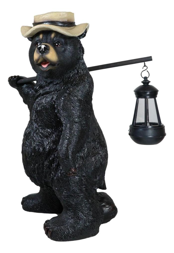 Ebros Gift Ebros Rustic Forest Black Bear Outdoor Hiking Figurine W/ Solar LED Light Lantern Lamp