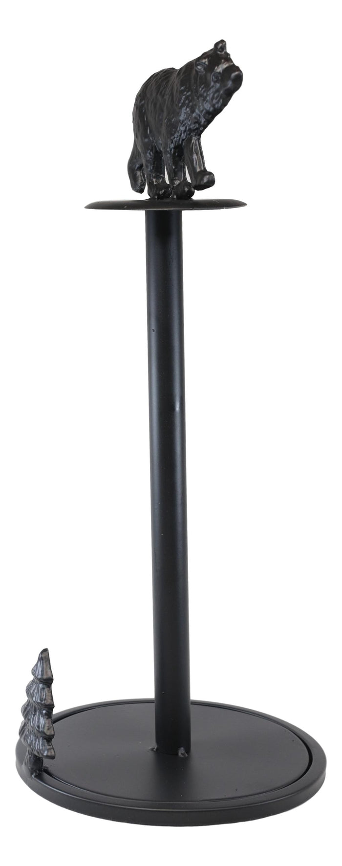 Ebros Gift Ebros Rustic Forest Black Bear W/ Pine Tree Cast Iron Paper Towel Holder