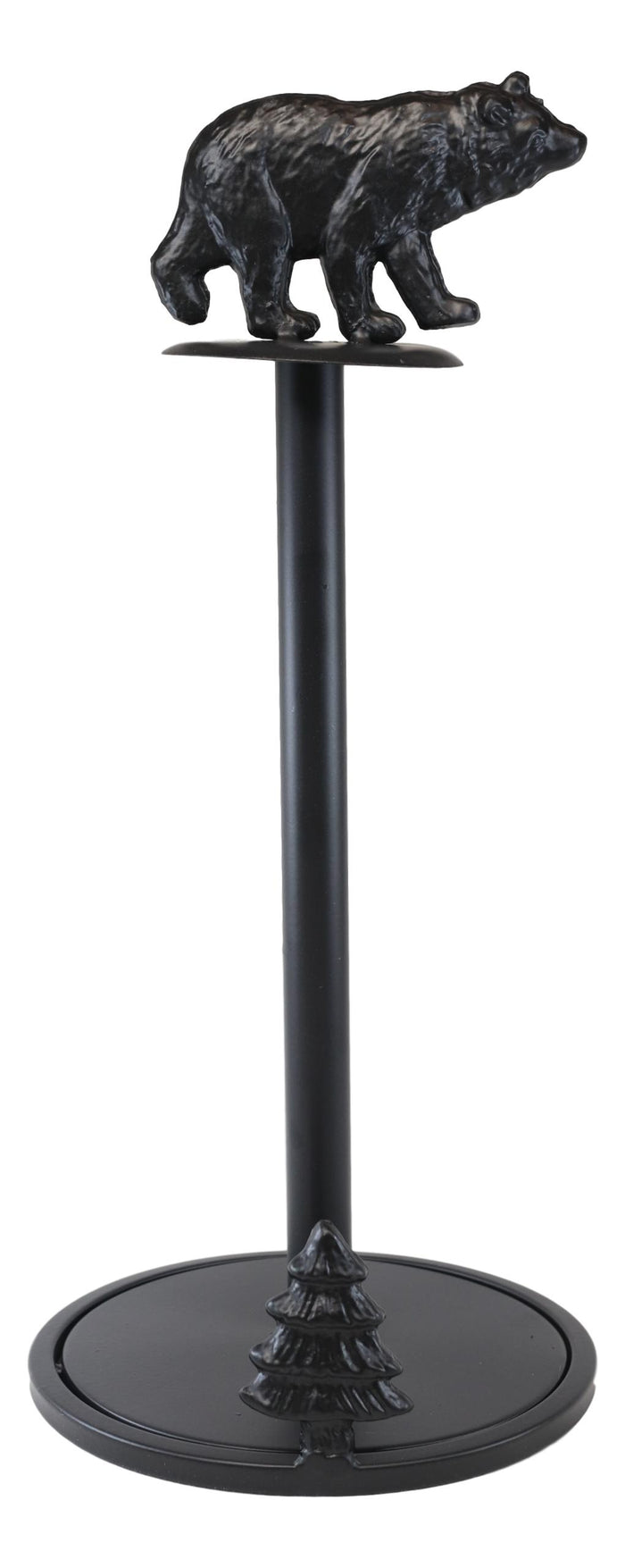 Ebros Gift Ebros Rustic Forest Black Bear W/ Pine Tree Cast Iron Paper Towel Holder