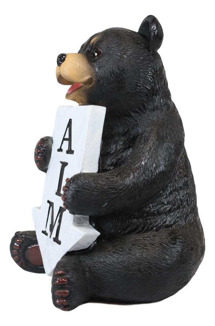 Ebros Gift Ebros Rustic Forest Black Bear With Arrow Sign AIM Decorative Toilet Figurine