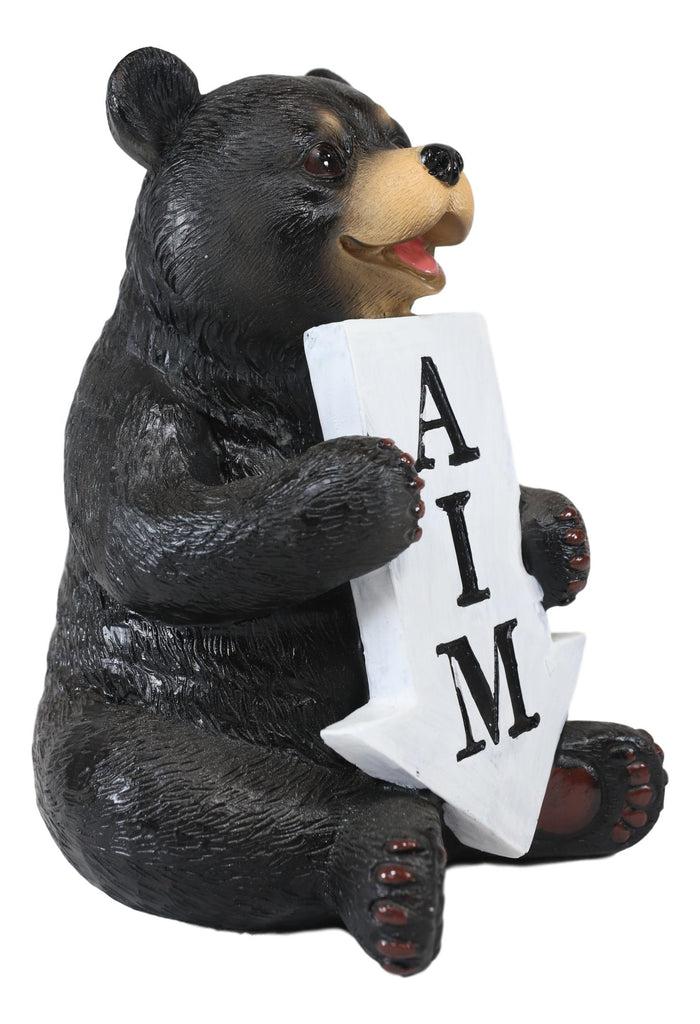 Ebros Gift Ebros Rustic Forest Black Bear With Arrow Sign AIM Decorative Toilet Figurine