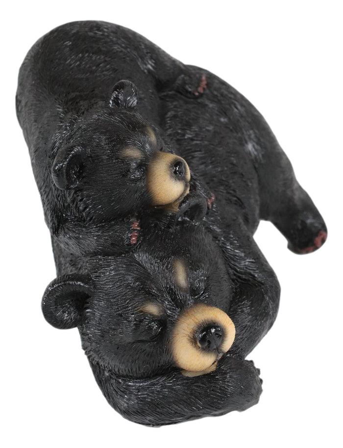 Ebros Gift Ebros Rustic Forest Black Mama Bear And Cub Cuddling Shelf Snoozer Sitter Figurine