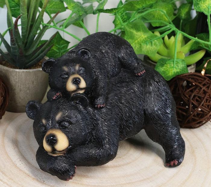 ebros gift Ebros Rustic Forest Black Mama Bear And Cub Cuddling Shelf Snoozer Sitter Figurine