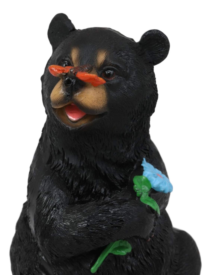 Ebros Gift Ebros Rustic Forest Happy Heart Black Bear Sitting On Inspirational Rock Figurine With Life's Simple Pleasures Sayings Quote Whimsical Woodland Bears Animal Decor Statue