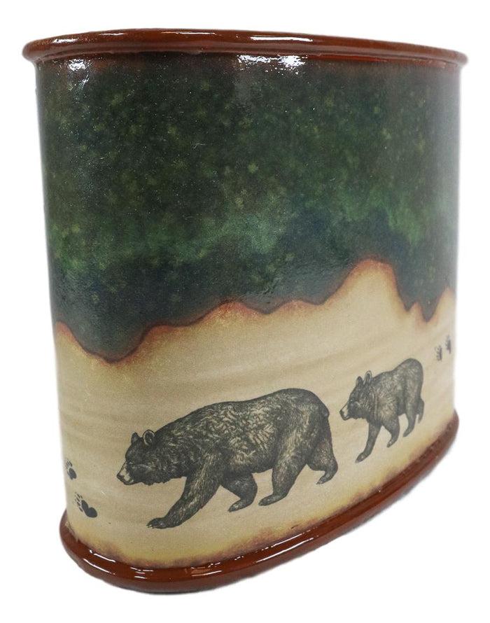 Ebros Gift Ebros Rustic Lodge Black Bear Country Paw Trail Makeup Or Tooth Brush And Paste Holder