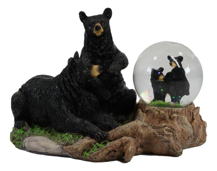 Ebros Gift Ebros Rustic Papa Mama Black Bears W/ Cubs Family Small Glitter Water Globe Dome
