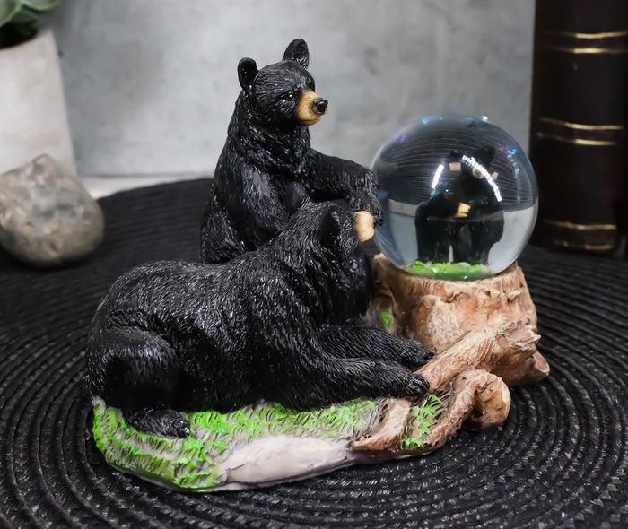 Ebros Gift Ebros Rustic Papa Mama Black Bears W/ Cubs Family Small Glitter Water Globe Dome