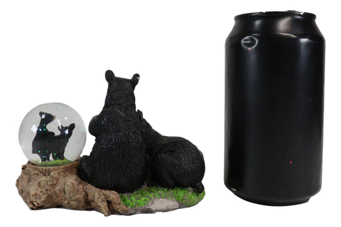 Ebros Gift Ebros Rustic Papa Mama Black Bears W/ Cubs Family Small Glitter Water Globe Dome