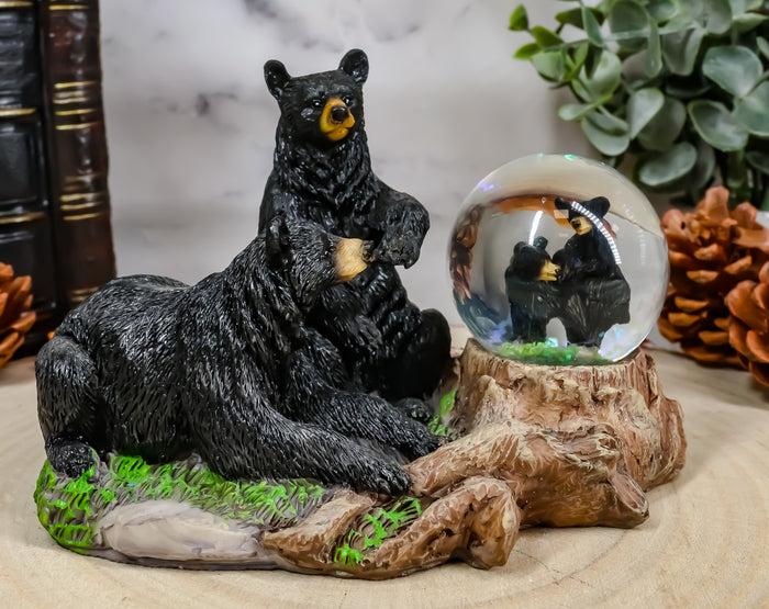 ebros gift Ebros Rustic Papa Mama Black Bears W/ Cubs Family Small Glitter Water Globe Dome