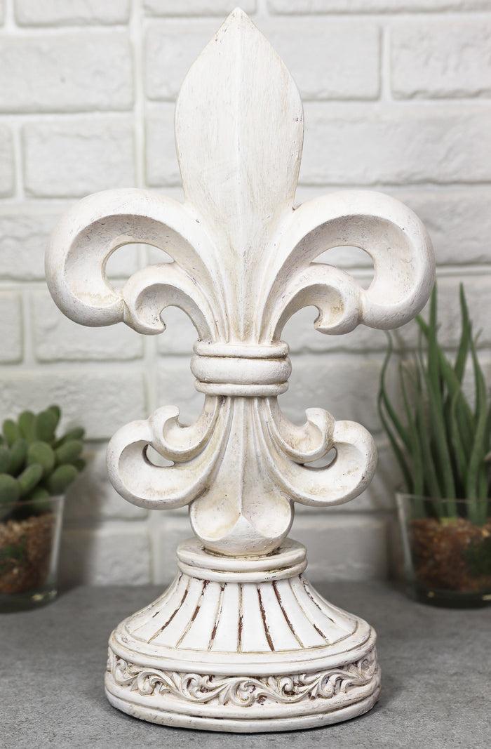 ebros gift Ebros Rustic Southwest French Fleur De Lis On Ornate Base Stand Desktop Figurine 12"H