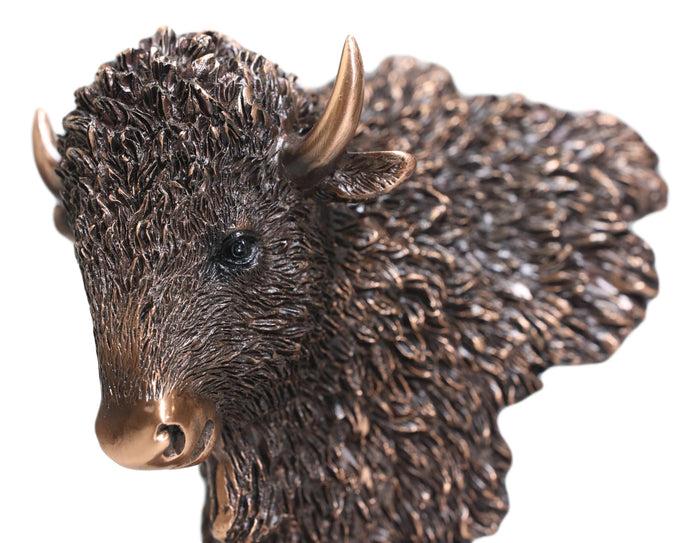 Ebros Gift Ebros Rustic Southwestern American Bison Bust Electroplated Bronze Finish Statue