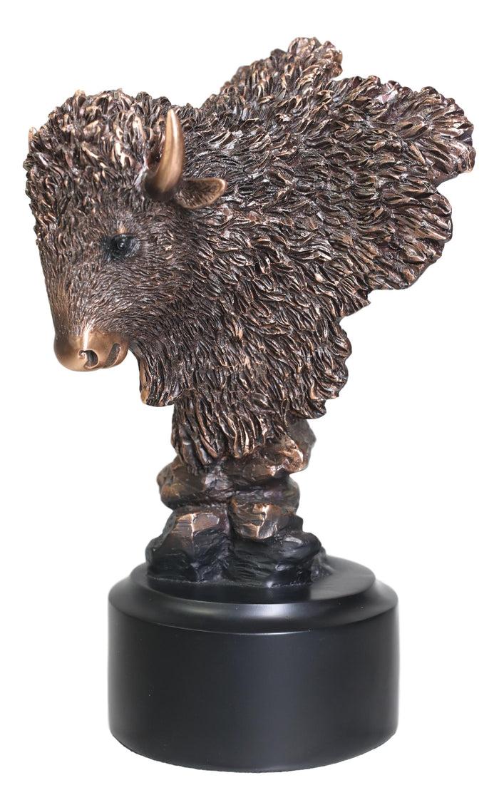 Ebros Gift Ebros Rustic Southwestern American Bison Bust Electroplated Bronze Finish Statue