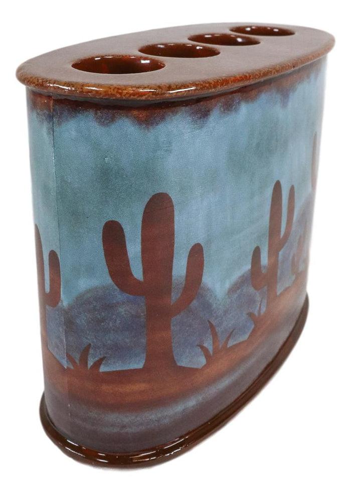 Ebros Gift Ebros Rustic Southwestern Desert Cactus Arizona Bathroom Toothbrush Toothpaste Holder