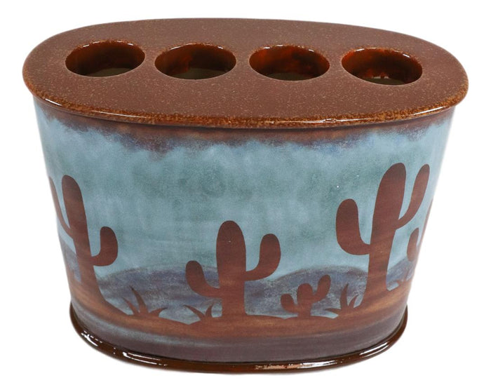 Ebros Gift Ebros Rustic Southwestern Desert Cactus Arizona Bathroom Toothbrush Toothpaste Holder