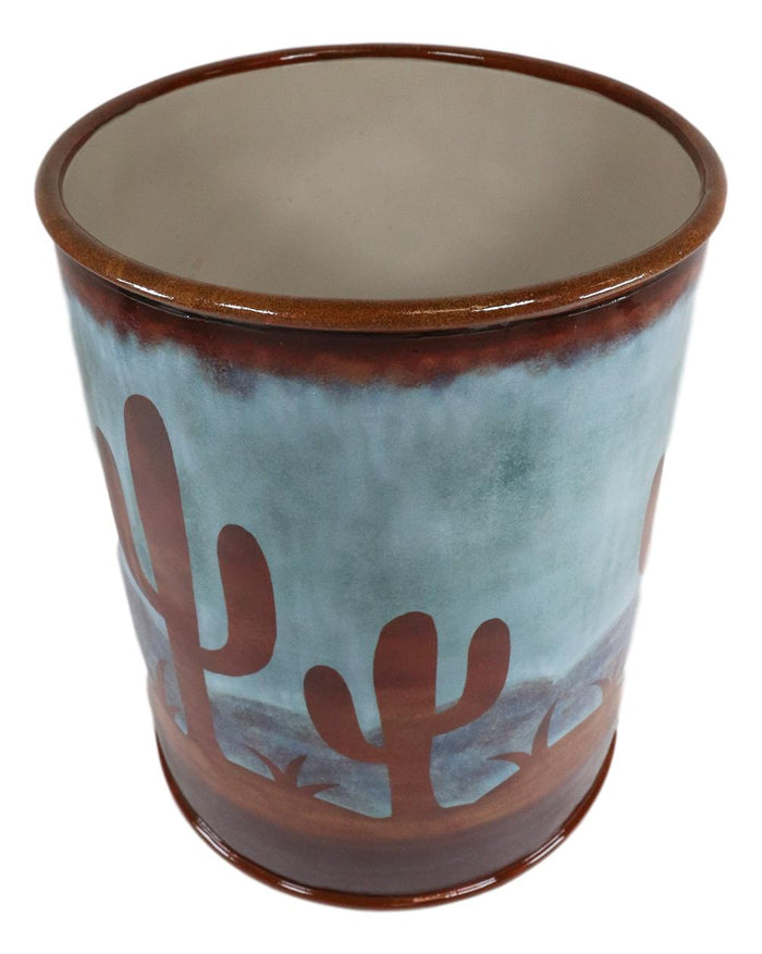 Ebros Gift Ebros Rustic Southwestern Desert Cactus Arizona Bath Utility Waste Basket Trash Bin