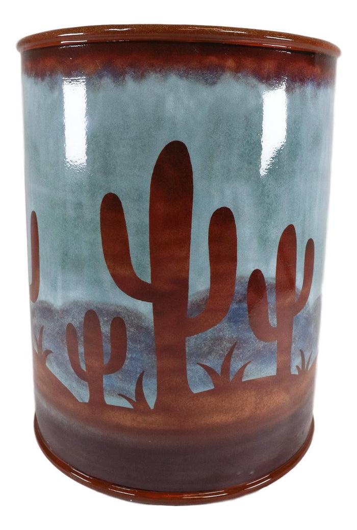 Ebros Gift Ebros Rustic Southwestern Desert Cactus Arizona Bath Utility Waste Basket Trash Bin
