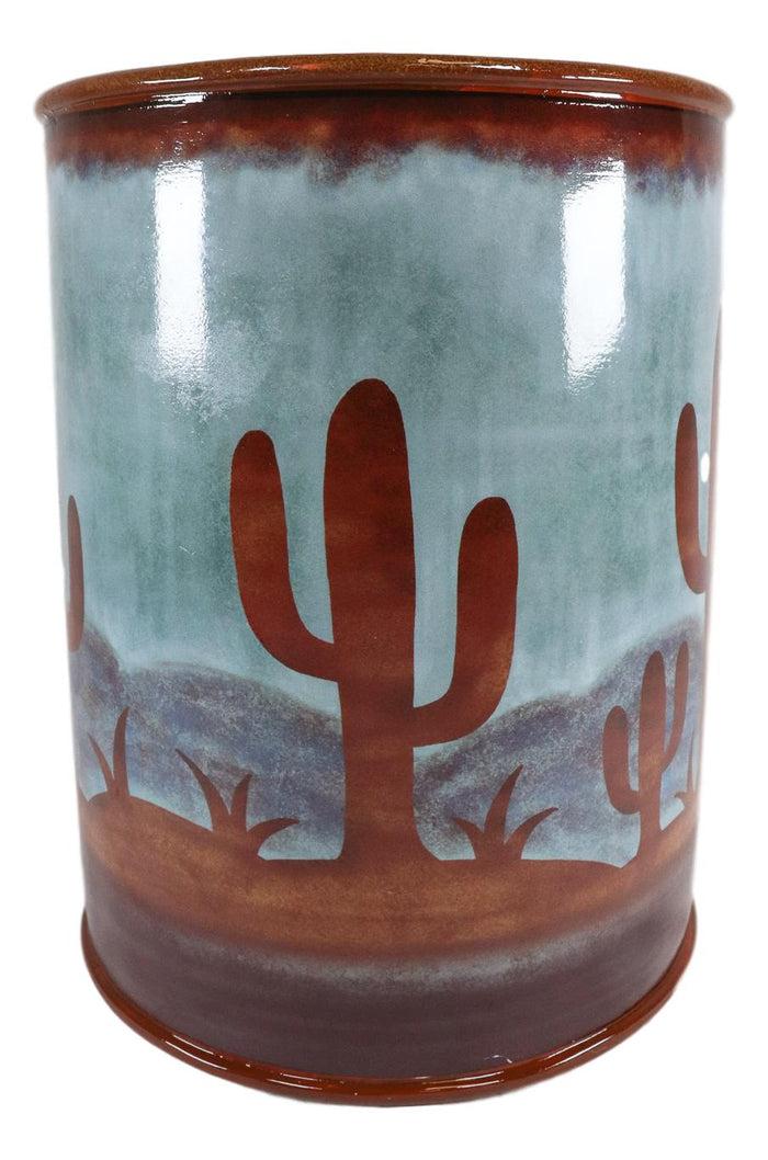 Ebros Gift Ebros Rustic Southwestern Desert Cactus Arizona Bath Utility Waste Basket Trash Bin