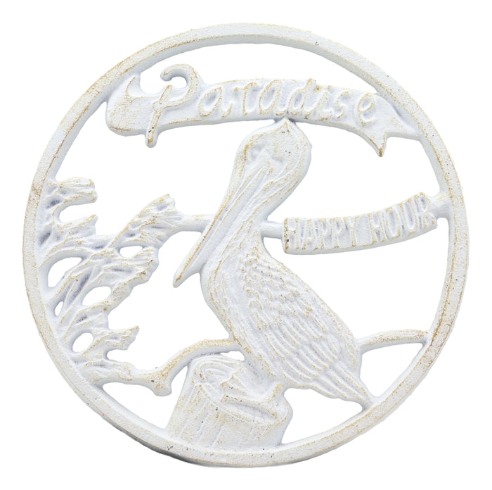 Ebros Gift Ebros Rustic Southwestern Marine Paradise White Pelican Bird Cast Iron Trivet Nautical