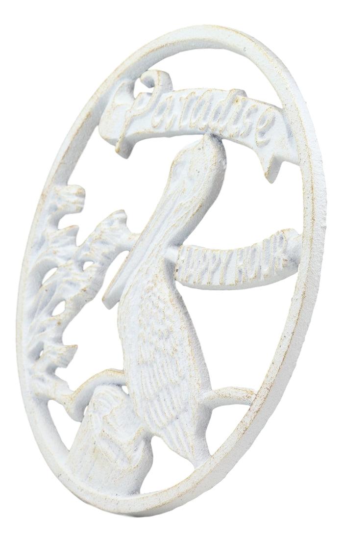 Ebros Gift Ebros Rustic Southwestern Marine Paradise White Pelican Bird Cast Iron Trivet Nautical