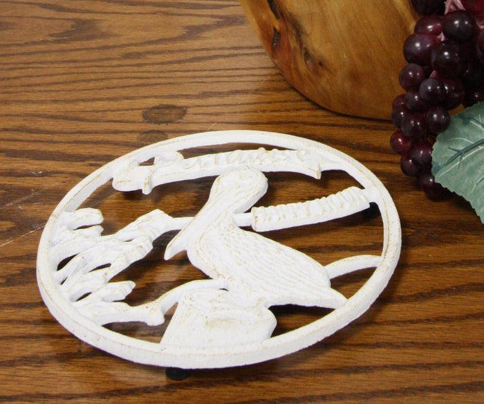 ebros gift Ebros Rustic Southwestern Marine Paradise White Pelican Bird Cast Iron Trivet Nautical