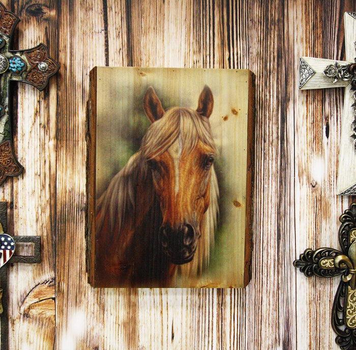 ebros gift Ebros Rustic Stallion Horse Bust Print Canvas On Wooden Frame 16" H by 12.5"W