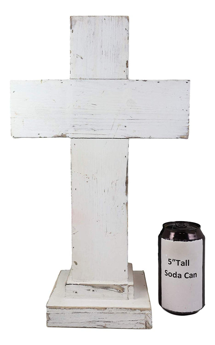 Ebros Gift Ebros Rustic Standing Cross Statue With Iron Metal Scroll Fleury Cross 16.25" H